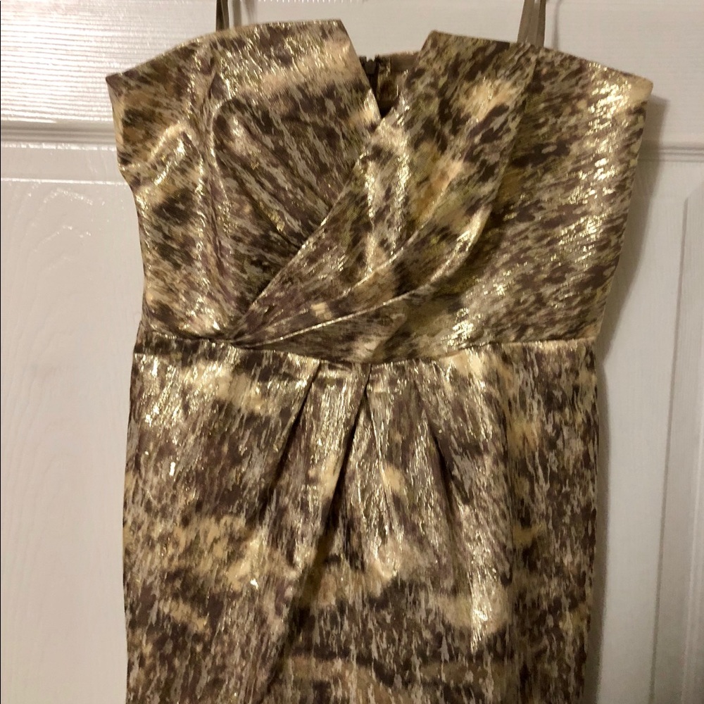 Gorgeous Gold Metallic Strapless Dress! Worn Once!